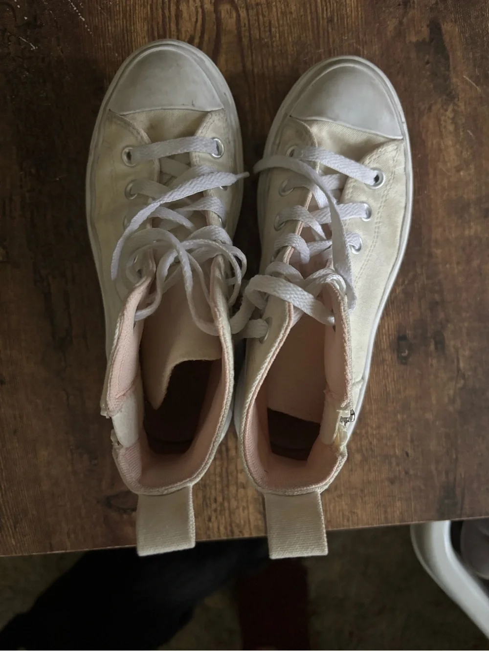 Converse Kids High Top Sneakers in Cream with Pink Floral